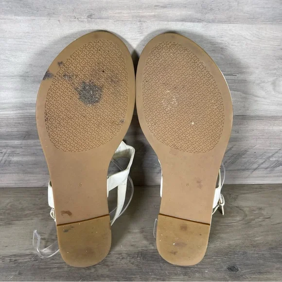 Tory Burch Womens 8 White Bryce Flat Thong Sandals Casual Logo Beach - Picture 10 of 12